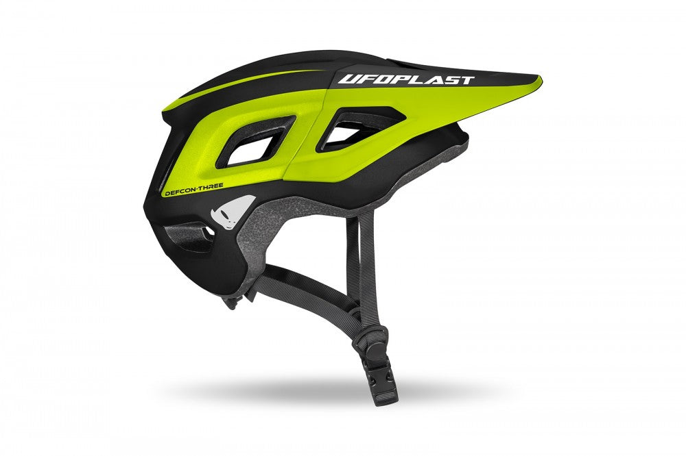 DEFCON THREE MOUNTAIN BIKE HELMET BLACK AND NEON YELLOW