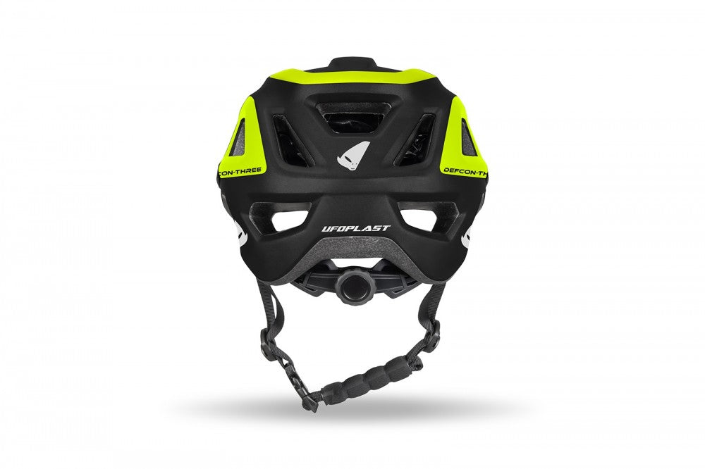 DEFCON THREE MOUNTAIN BIKE HELMET BLACK AND NEON YELLOW